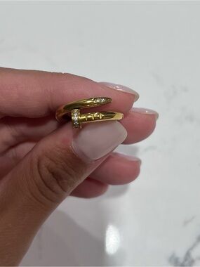 Gold Pavé Nail-Inspired Wrap Ring - Women's Gold Fashion Ring